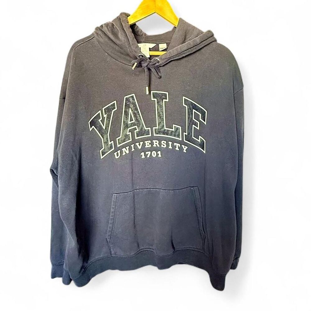 H&M Yale University Pullover Graphic Hoodie Faded Navy Blue Men's Size XL